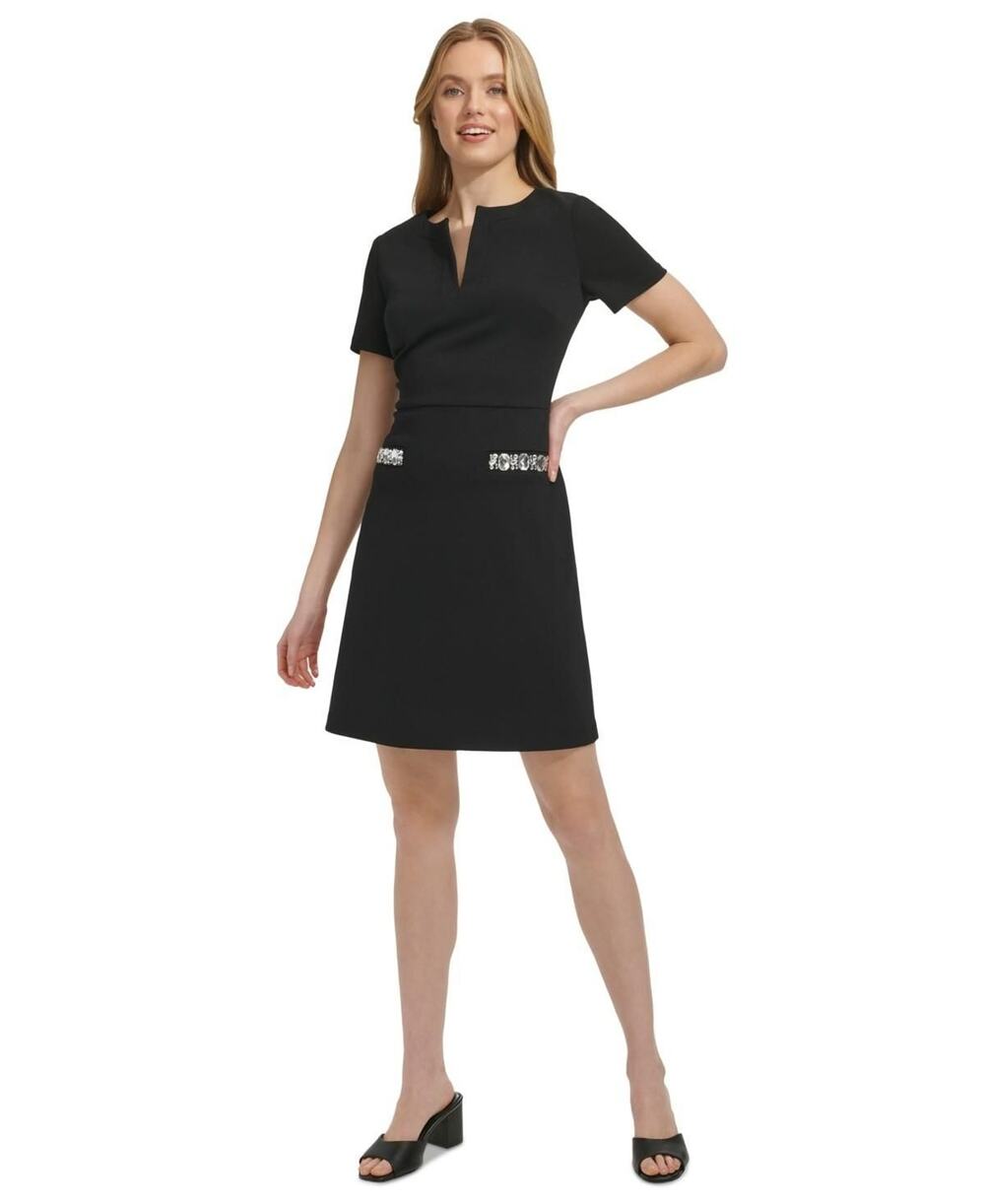Tommy Hilfiger Women's Crystal-Embellished Sheath Minidress - Black - Size 12
